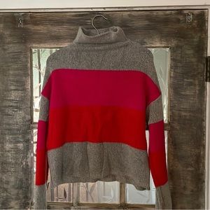 Cozy grey red orange winter sweater